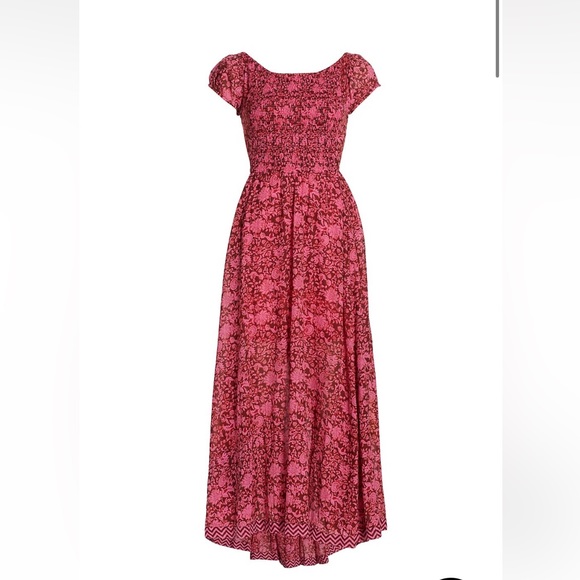 Free People Ultraviolet Burgundy Floral Lace-Up Maxi Dress NWT $148 - Picture 6 of 10